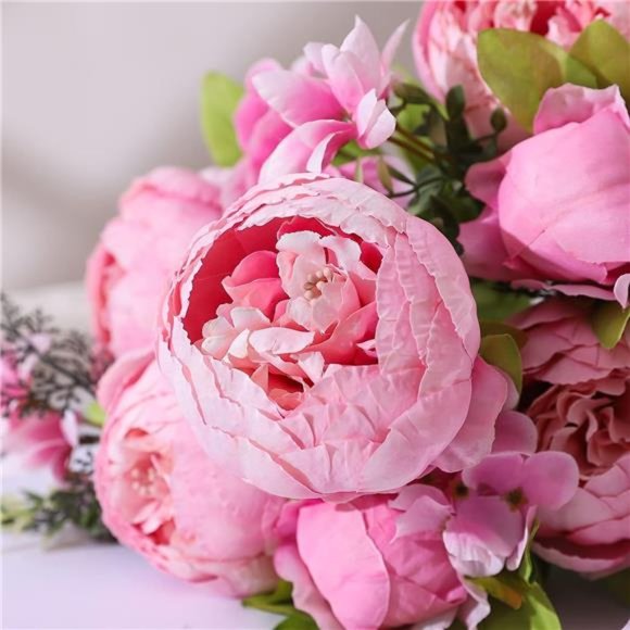 Springs Flowers Artificial Silk Peony Bouquets Wedding Home Decoration Pink Cute - Picture 2 of 5